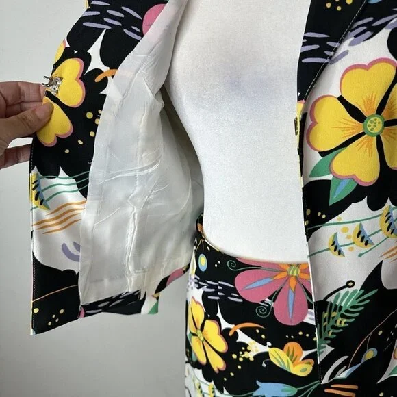 Rare Vintage Alberto Makali for Cache Floral Print Jacket and Skirt Suit 4/6